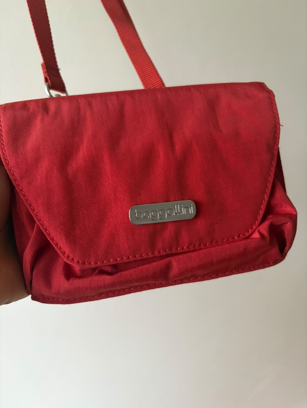 Women's Red Nylon Crossbody Bag with Magnetic Closure